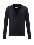 Matchesfashion.com Maison Margiela - V-neck Cotton Cardigan - Womens - Navy