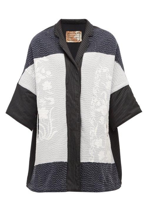 Matchesfashion.com By Walid - Floral Embroidered Wool And Cotton Blend Jacket - Womens - White Black