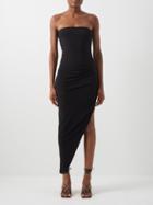 Norma Kamali - Asymmetric Strapless Jersey Midi Dress - Womens - Black