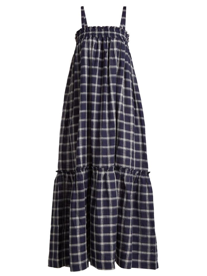Lee Mathews Nellie Checked Cotton Apron Dress