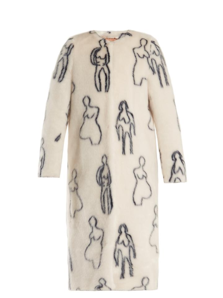 Shrimps Callum Nude Doodles-print Faux-fur Coat