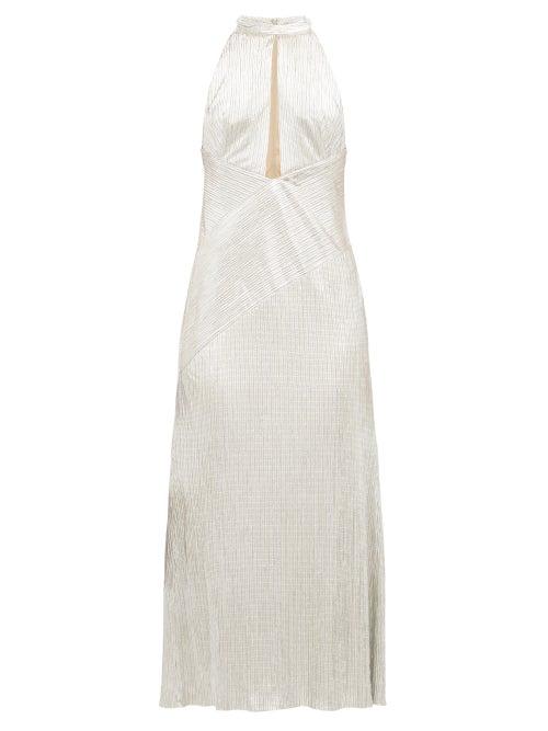 Matchesfashion.com Galvan - Halterneck Metallic Jersey Dress - Womens - Silver