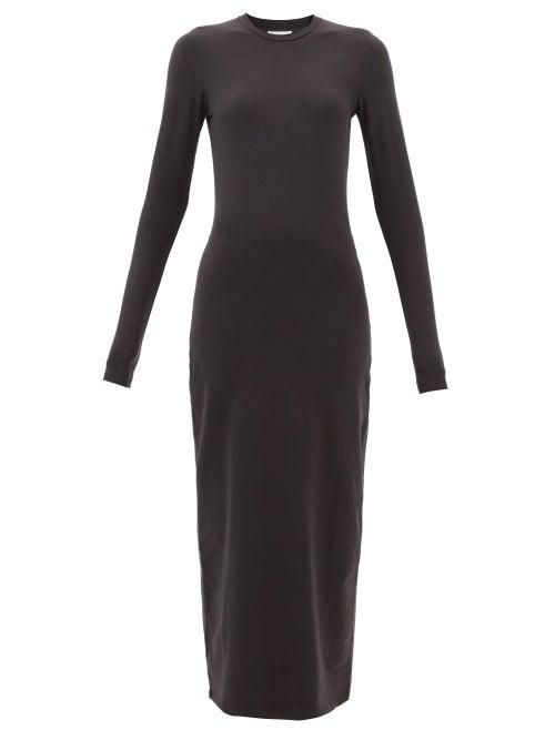 Raey - Round-neck Cotton-blend Jersey Maxi Dress - Womens - Black