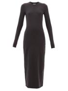 Raey - Round-neck Cotton-blend Jersey Maxi Dress - Womens - Black