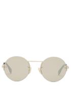 Matchesfashion.com Fendi - Ff-engraved Rimless Round Metal Sunglasses - Mens - Gold