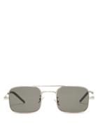 Matchesfashion.com Saint Laurent - Square Metal Sunglasses - Womens - Silver