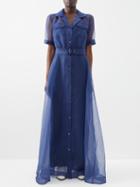 Staud - Millie Organza Shirt Dress - Womens - Navy