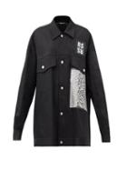 Matchesfashion.com Raf Simons - Ss18 Joy Division-print Denim Jacket - Womens - Black