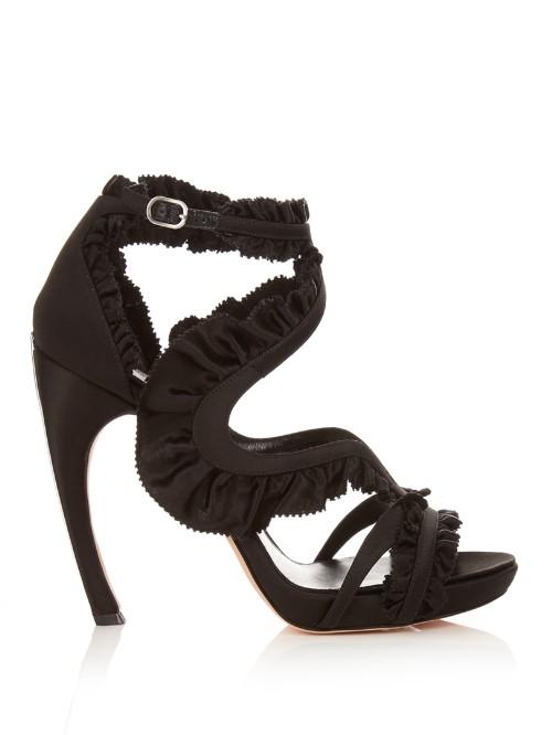 Alexander Mcqueen Ruffled Satin Sandals
