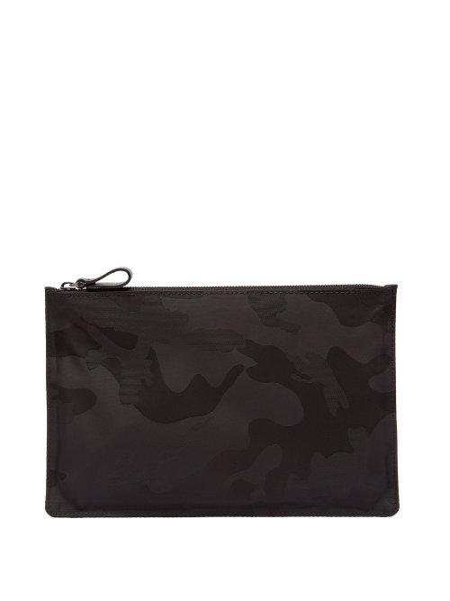 Matchesfashion.com Valentino - Camouflage Print Pouch - Mens - Black