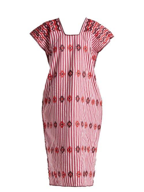 Matchesfashion.com Pippa Holt - No.71 Embroidered Cotton Kaftan - Womens - Burgundy Multi