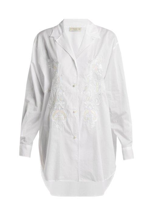 Matchesfashion.com Etro - Jade Sequin Embellished Cotton Shirt - Womens - White