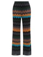 Missoni - Zigzag Metallic-jacquard Flared Trousers - Womens - Black Multi
