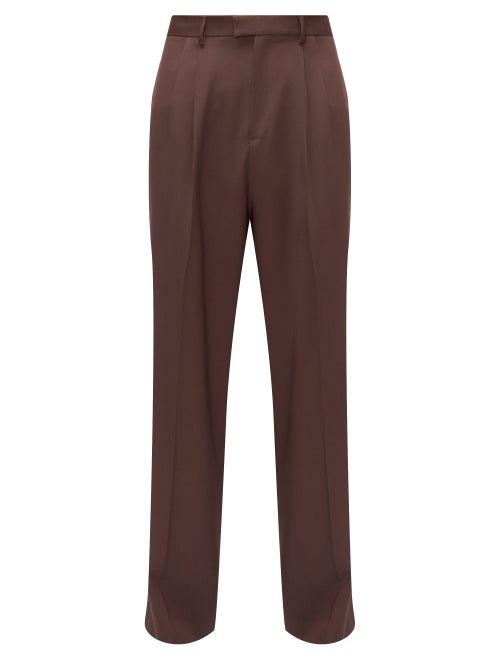 Matchesfashion.com Bottega Veneta - Wide-leg Wool-twill Trousers - Mens - Brown