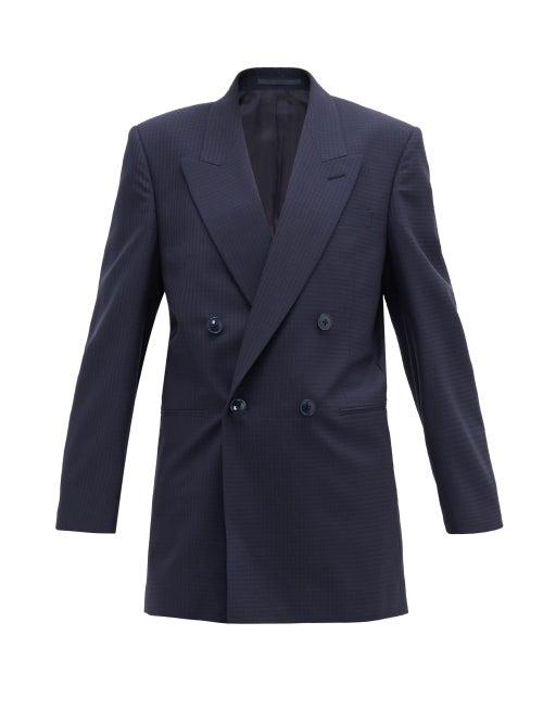 Matchesfashion.com Martine Rose - Bobby Checked Double-breasted Wool-crepe Jacket - Womens - Navy