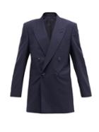Matchesfashion.com Martine Rose - Bobby Checked Double-breasted Wool-crepe Jacket - Womens - Navy
