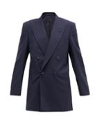 Matchesfashion.com Martine Rose - Bobby Checked Double-breasted Wool-crepe Jacket - Womens - Navy