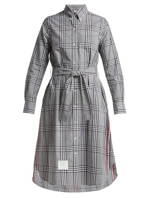 Matchesfashion.com Thom Browne - Checked Cotton Shirtdress - Womens - Black White