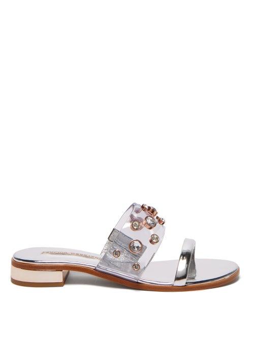 Matchesfashion.com Sophia Webster - Dina Crystal Embellished Pvc And Leather Sandals - Womens - Silver