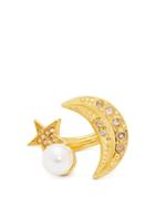 Matchesfashion.com Oscar De La Renta - Moon And Star Crystal Embellished Ring - Womens - Gold