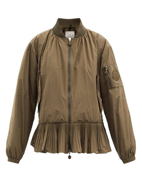 Matchesfashion.com Moncler - Mirac Peplum-hem Down Bomber Jacket - Womens - Khaki