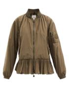 Matchesfashion.com Moncler - Mirac Peplum-hem Down Bomber Jacket - Womens - Khaki