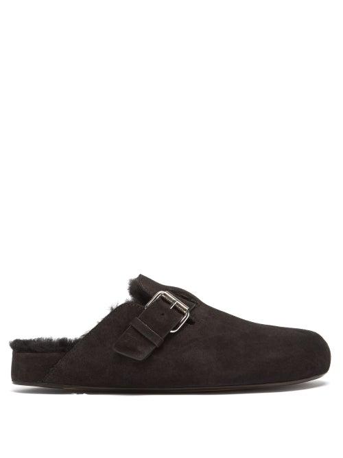 Isabel Marant - Mirving Shearling-lined Suede Backless Loafers - Womens - Black