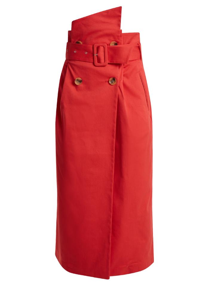 Anna October Gathered-waist Cotton-twill Skirt