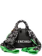 Matchesfashion.com Balenciaga - Ville Xxs Scarf Trimmed Leather Cross Body Bag - Womens - Black