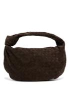 Matchesfashion.com Bottega Veneta - Bv Jodie Small Intrecciato Suede Shoulder Bag - Womens - Dark Brown