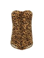 Matchesfashion.com Norma Kamali - Slinky Mio Leopard-print Shirred Swimsuit - Womens - Leopard