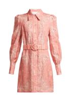 Matchesfashion.com Zimmermann - Heathers Bandana Print Linen Shirtdress - Womens - Pink Print