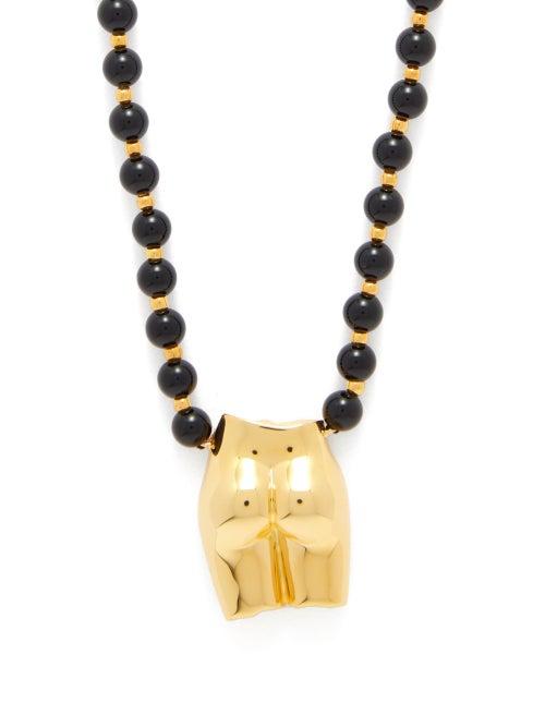 Matchesfashion.com Anissa Kermiche - Le Derrire Agate & Gold Plated Necklace - Womens - Black