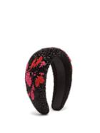 Matchesfashion.com Ganni - Floral Beaded Padded Headband - Womens - Black