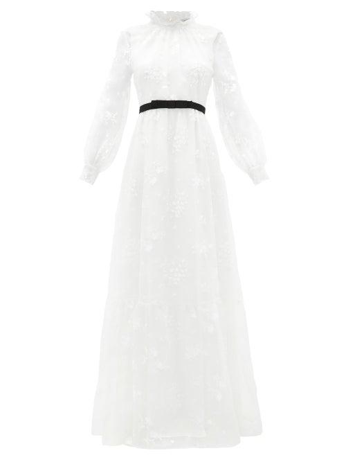 Matchesfashion.com Erdem - Clementine Floral-embroidered Organza Gown - Womens - White