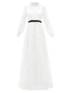 Matchesfashion.com Erdem - Clementine Floral-embroidered Organza Gown - Womens - White