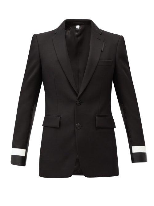 Matchesfashion.com Burberry - Single-breasted Leather-panelled Wool Jacket - Mens - Black