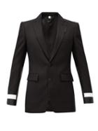 Matchesfashion.com Burberry - Single-breasted Leather-panelled Wool Jacket - Mens - Black