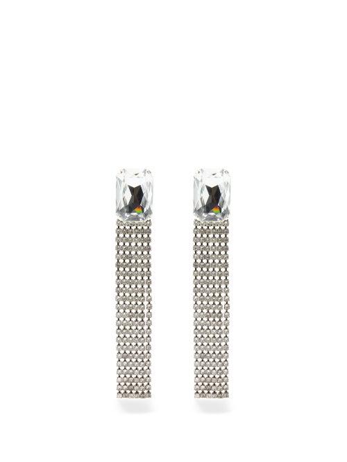 Saint Laurent - Crystal Cup-chain Clip Earrings - Womens - Crystal