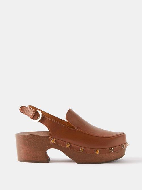 Chlo - Aurna 20 Leather Clogs - Womens - Brown