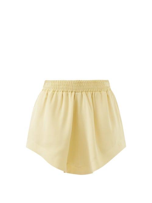 Raey - Elasticated-waist Silk Skort - Womens - Light Yellow