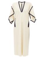 Matchesfashion.com Maison Rabih Kayrouz - Grosgrain Trim Wool Blend Dress - Womens - Ivory Multi