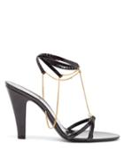 Matchesfashion.com Saint Laurent - Sue Chain-embellished Leather Sandals - Womens - Black