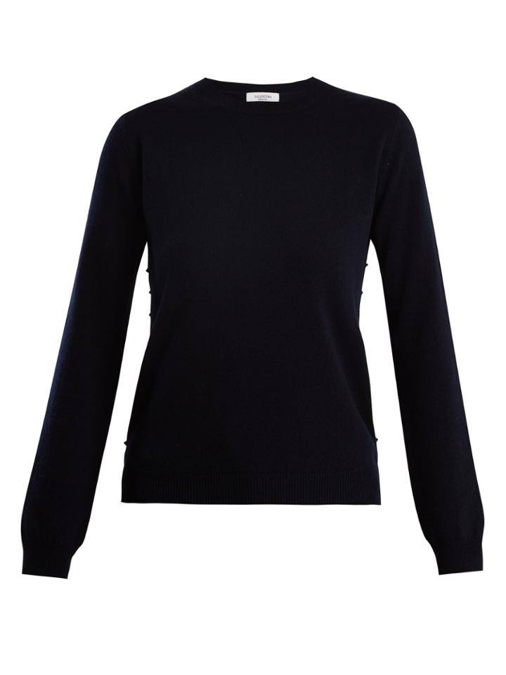 Valentino Rockstud Crew-neck Cashmere Sweater