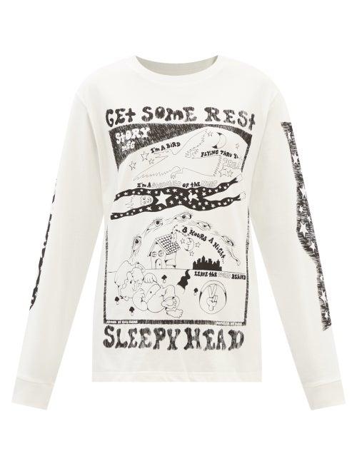 Story Mfg. - Sleepyhead Organic-cotton Long-sleeved T-shirt - Womens - Ivory