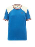 Adidas X Wales Bonner - Logo-embroidered Panelled Cotton T-shirt - Womens - Blue