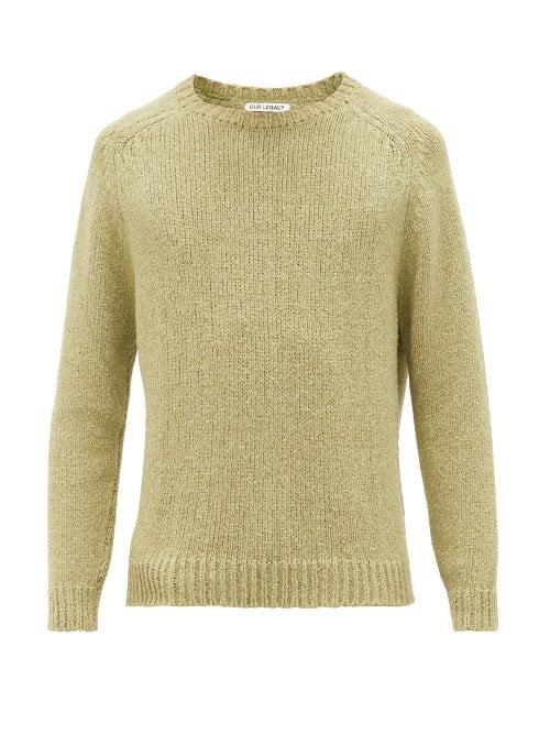 Matchesfashion.com Our Legacy - Raglan-sleeved Silk-blend Sweater - Mens - Green