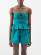 Ulla Johnson - Adaleigh Pleated-cotton Halterneck Top - Womens - Green
