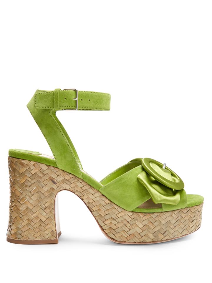 Miu Miu Buckle-detail Suede And Satin Platform Sandals