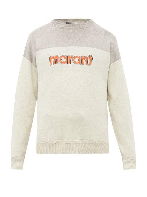 Matchesfashion.com Isabel Marant - Ennet Logo Intarsia Sweater - Mens - Grey